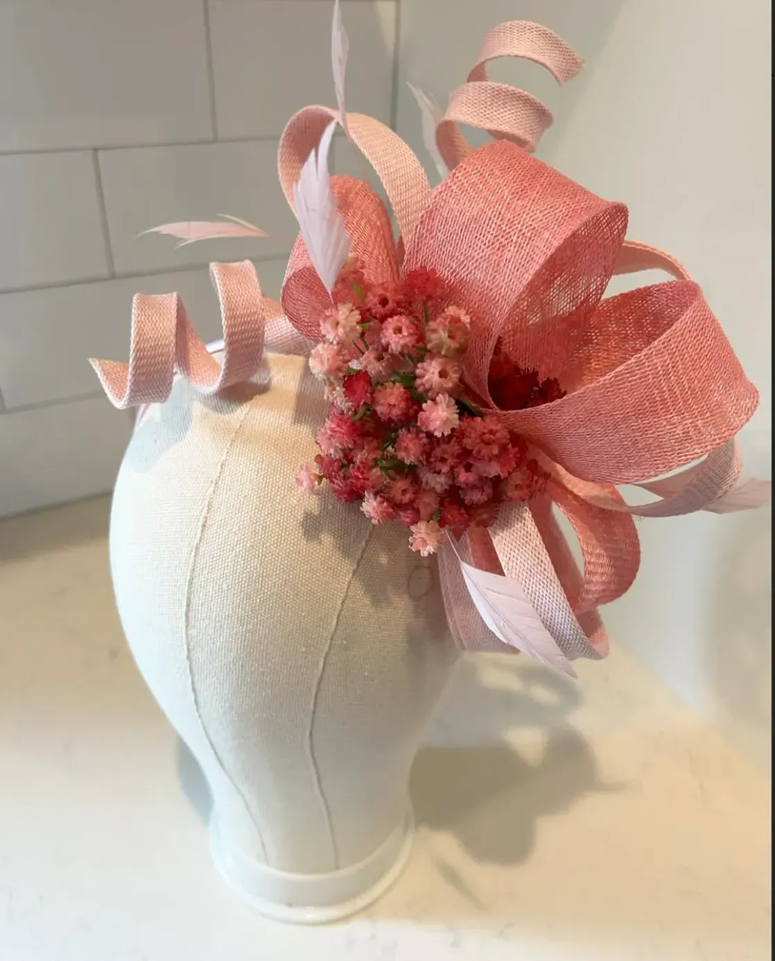 Kentucky Derby Hat Fascinator Sinamay Floral Rose Headband Statement Crown Fuchsia Flower Fascinator Hat for Derby, Weddings or Church  main image 4